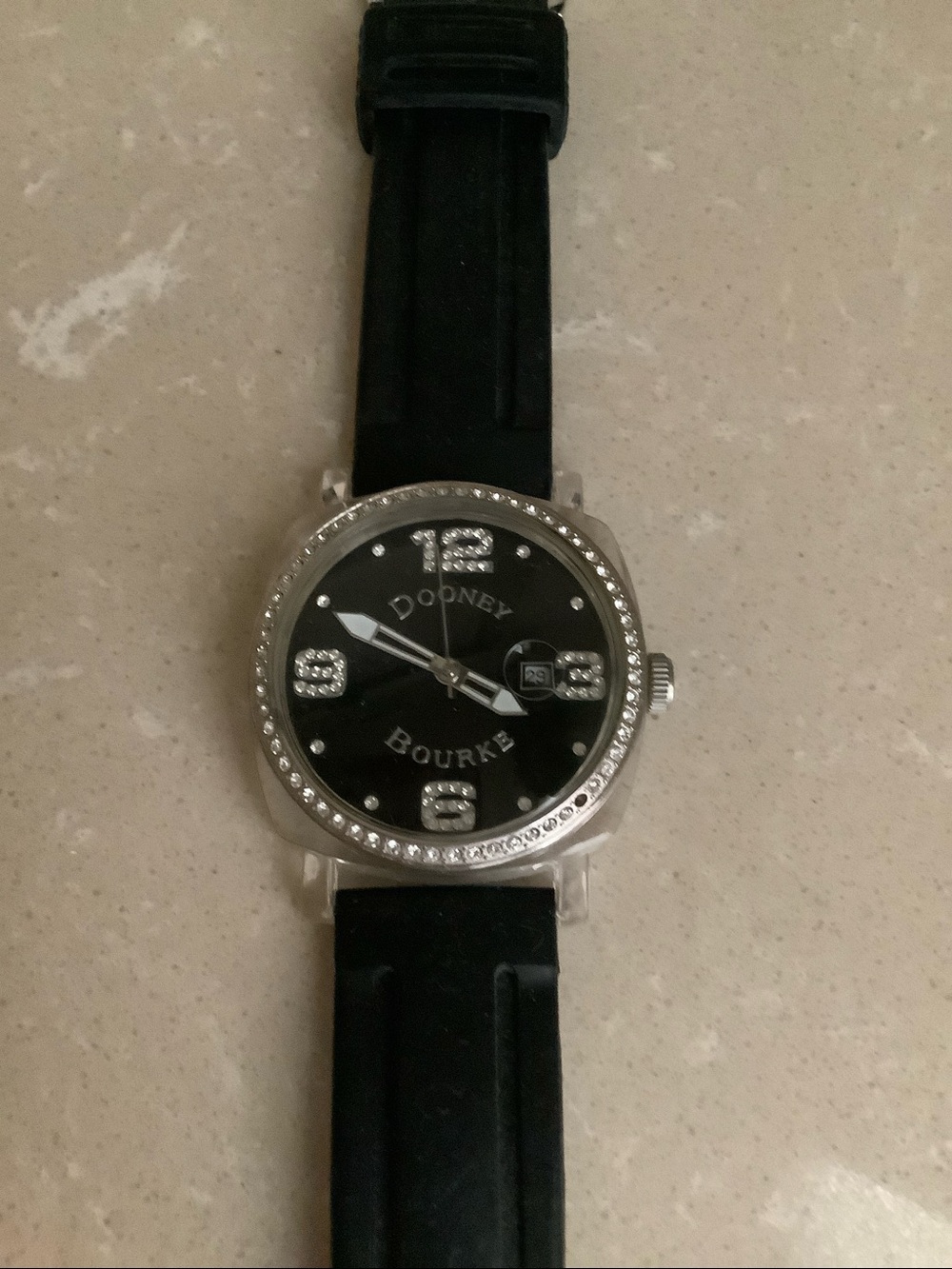Dooney & Bourke Black Silicone Watch with Crystal Accents - Picture 2 of 3